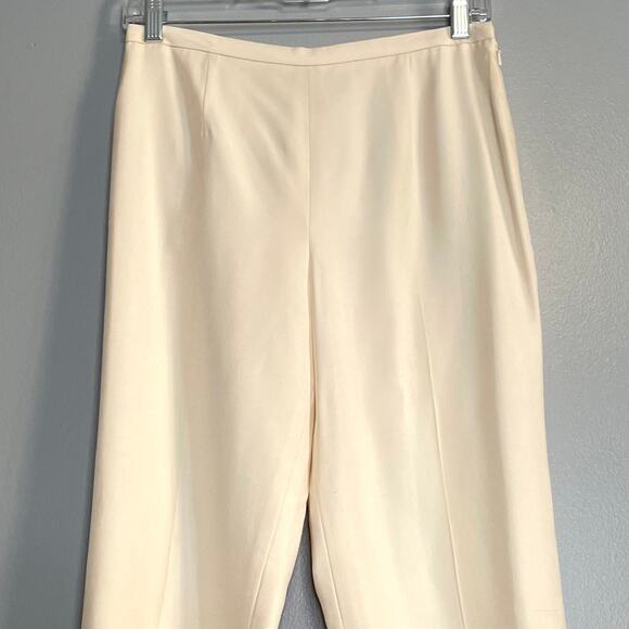 Worth Ivory Silk High Waisted Trouser Dress Pants 4 - Picture 2 of 5